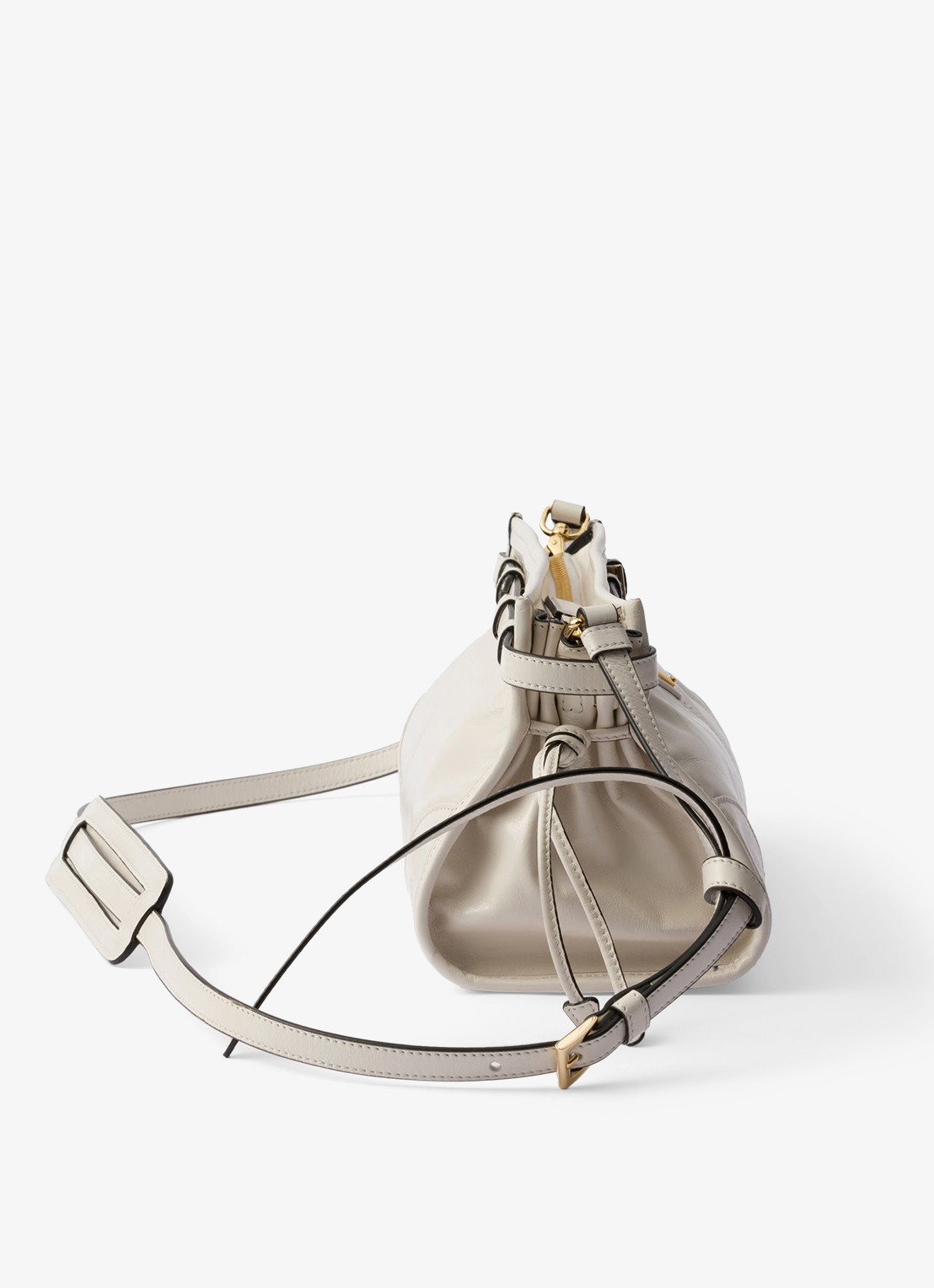 Prada Bonnie Small schoudertas van leer met afneembare schouderriem - detail 4 gebroken wit