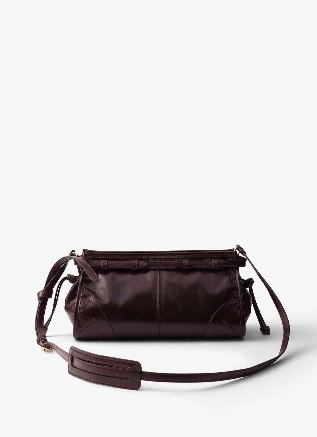 Prada Bonnie Small schoudertas van leer met afneembare schouderriem - achterkant 5 donkerbruin
