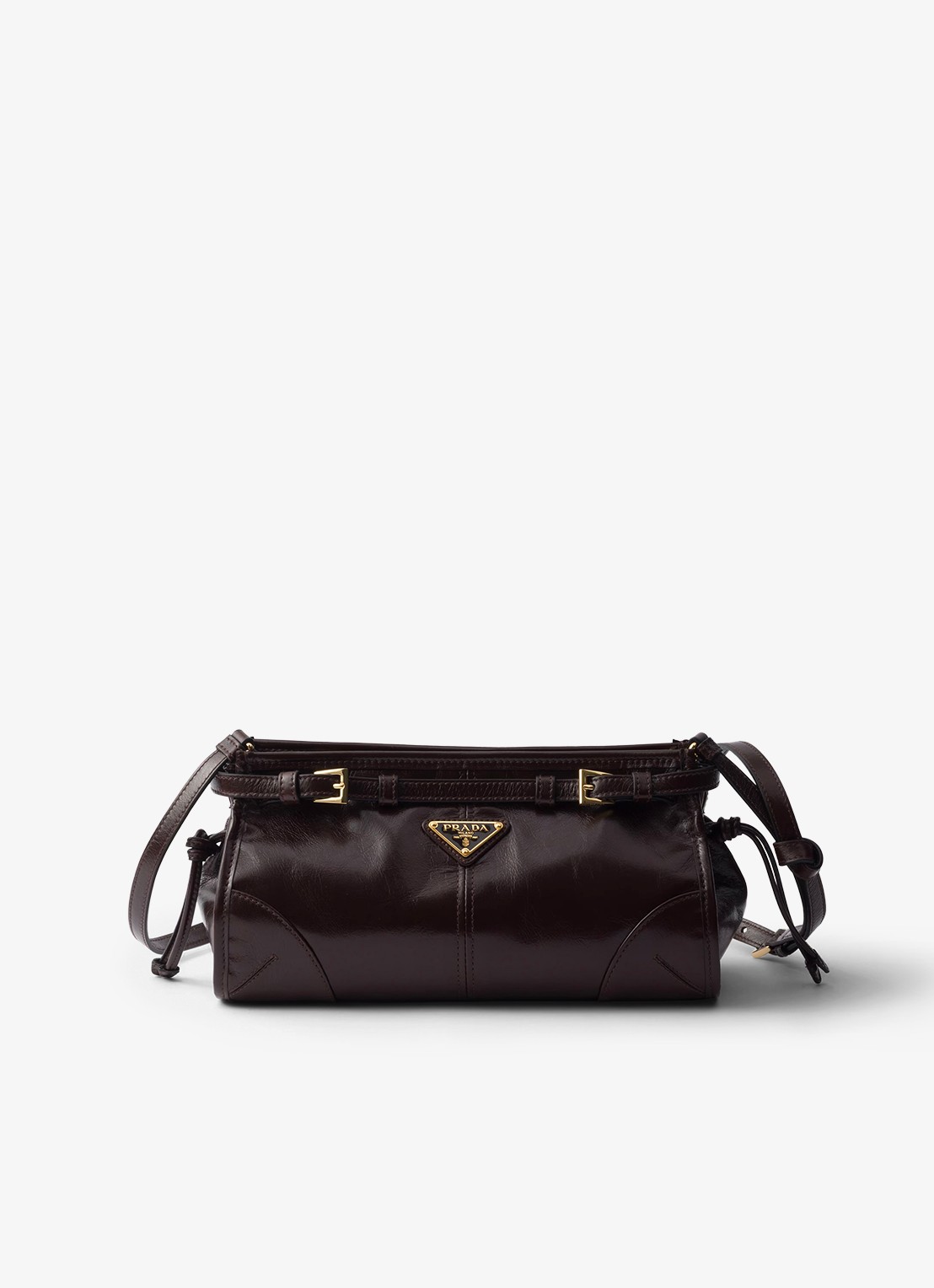 Prada Bonnie Small schoudertas van leer met afneembare schouderriem - voorkant 6 donkerbruin