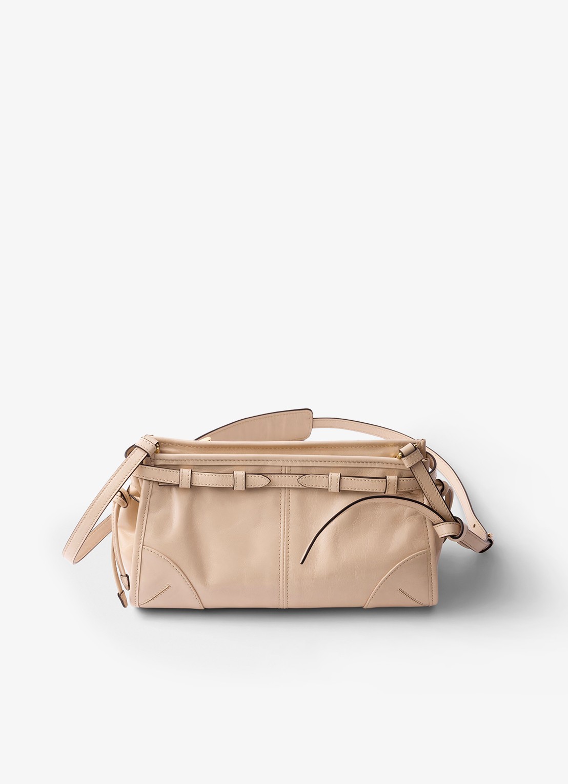 Prada Bonnie Small schoudertas van leer met afneembare schouderriem - achterkant 7 beige