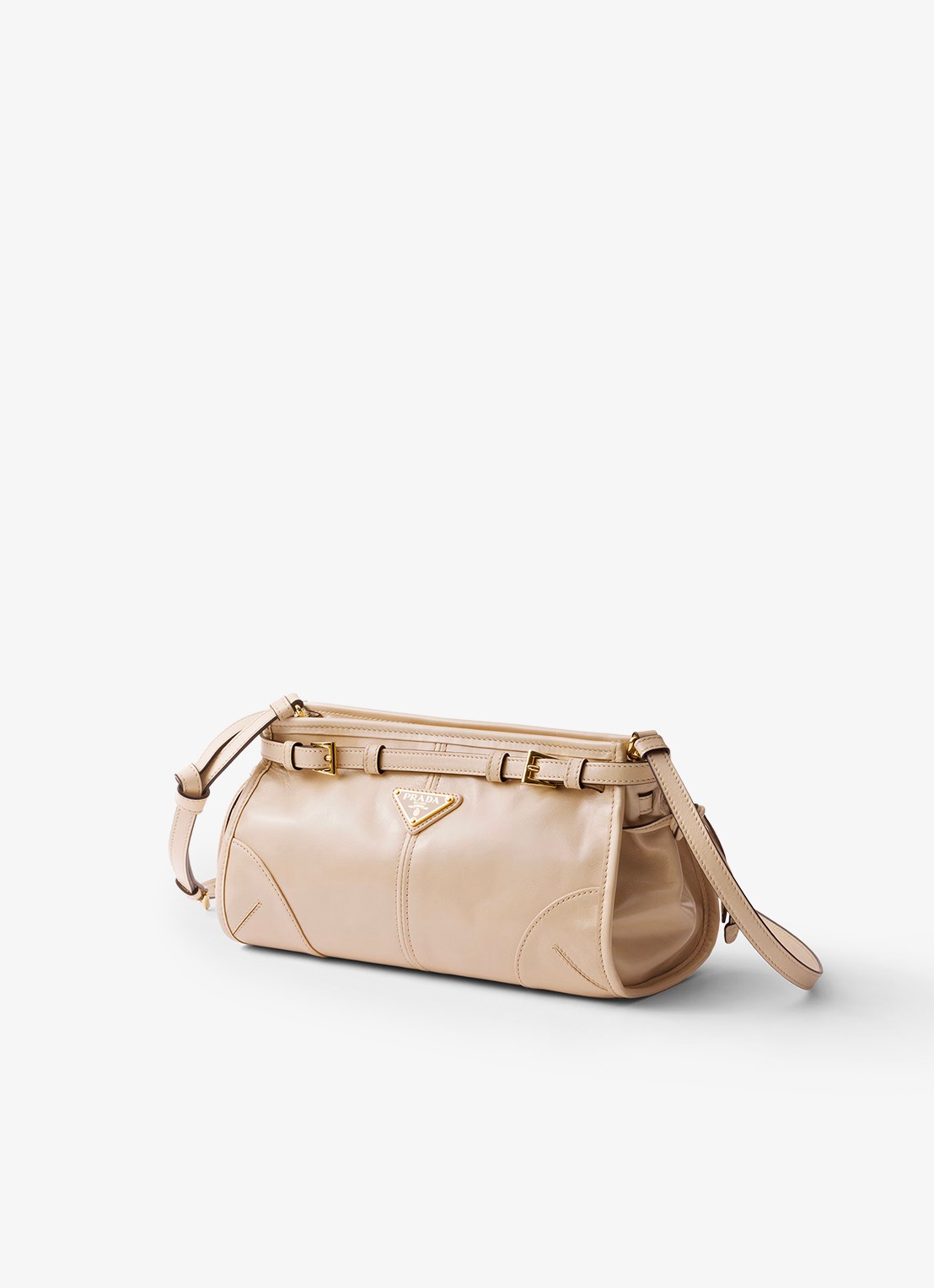 Prada Bonnie Small schoudertas van leer met afneembare schouderriem - detail beige