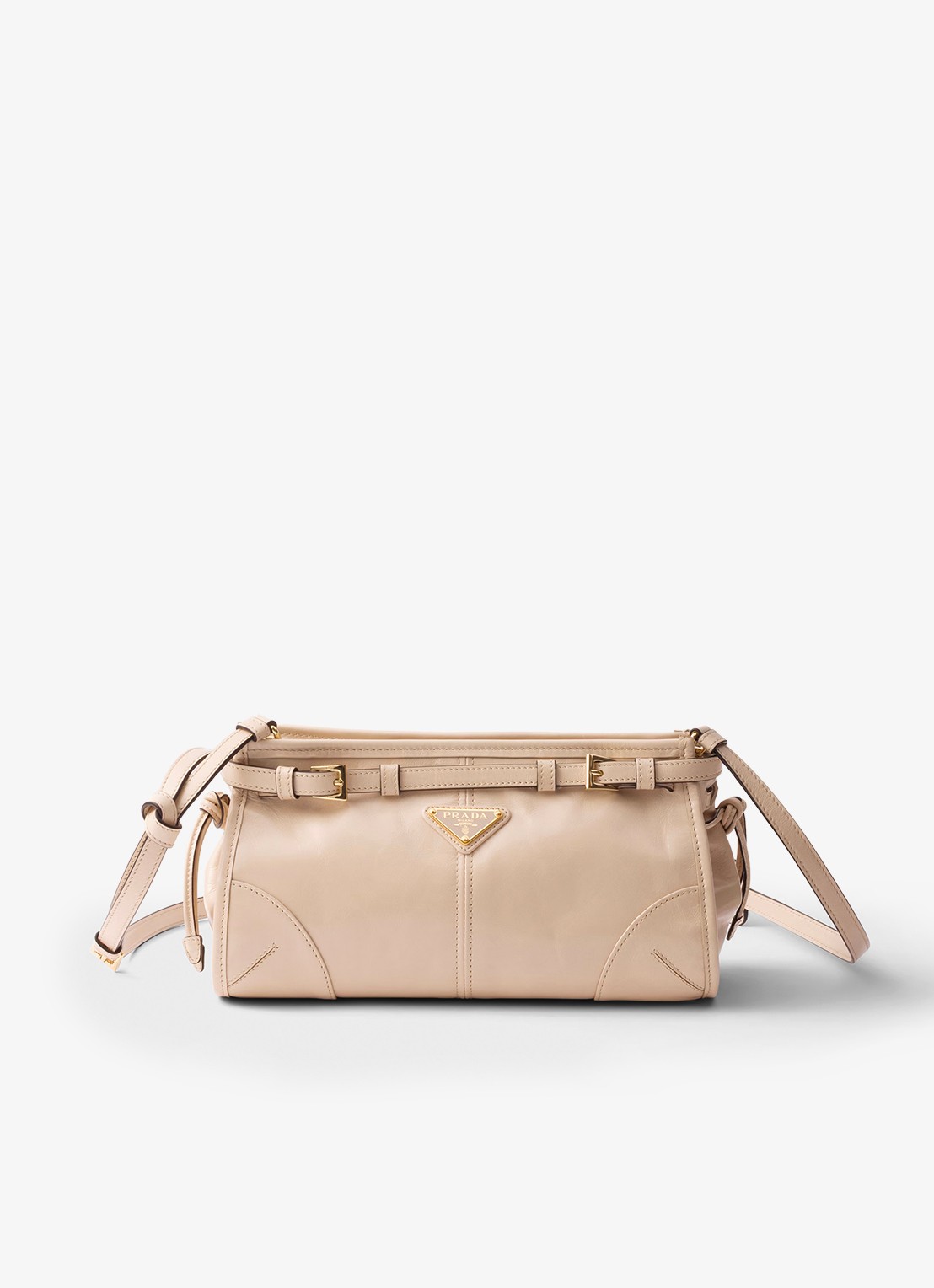 Prada Bonnie Small schoudertas van leer met afneembare schouderriem - voorkant 5 beige