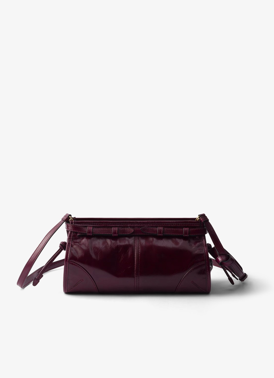 Prada Bonnie Small schoudertas van leer met afneembare schouderriem - achterkant 5 bordeauxrood