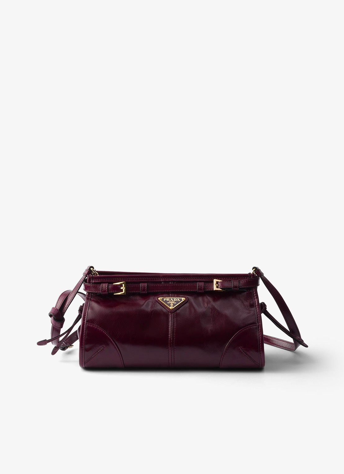 Prada Bonnie Small schoudertas van leer met afneembare schouderriem - voorkant 6 bordeauxrood
