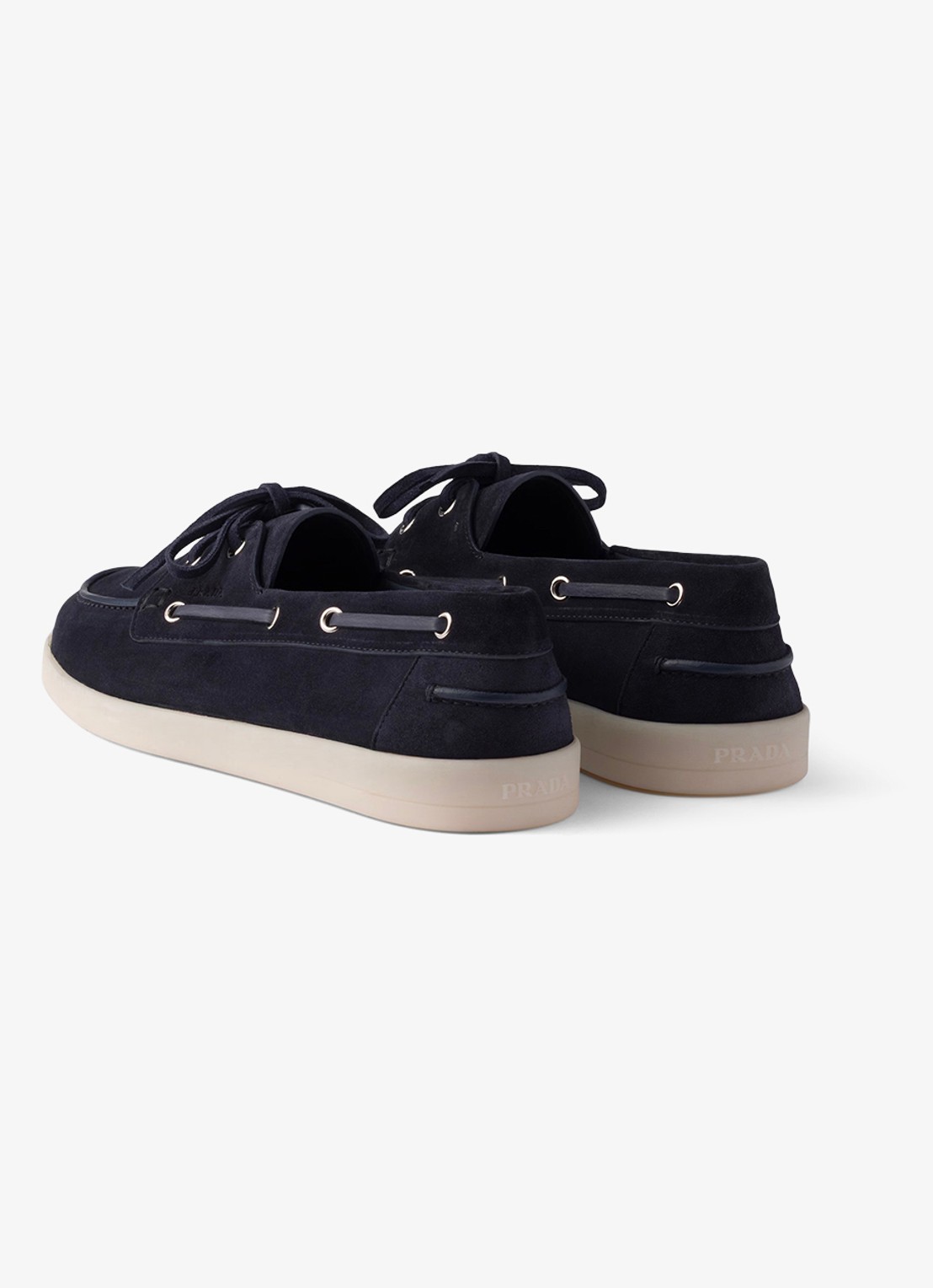 Prada Bootschoen van suède - achterkant 7 donkerblauw