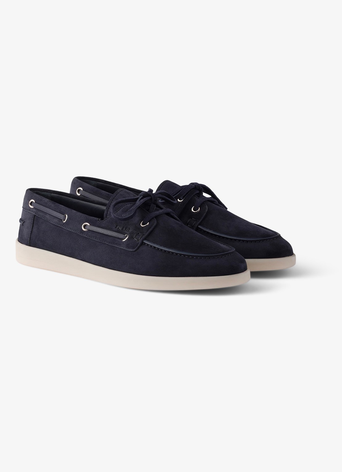 Prada Bootschoen van suède - detail donkerblauw