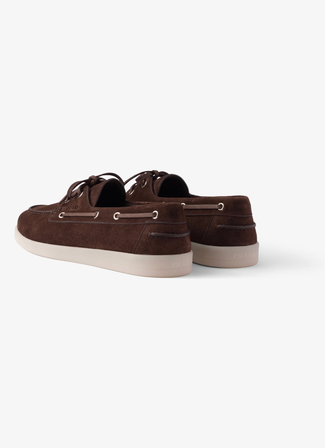 Prada Bootschoen van suède - achterkant donkerbruin