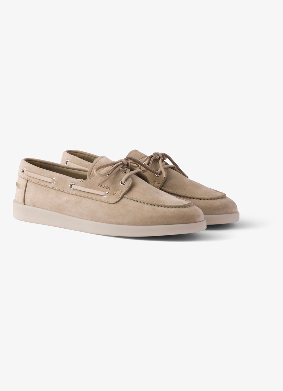 Prada Bootschoen van suède - voorkant 2 beige