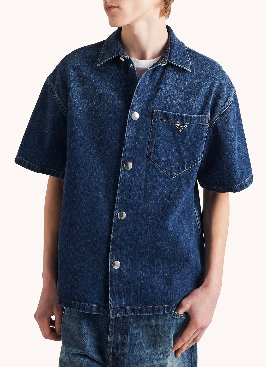 Prada Boxy fit overhemd van denim - detail 3 indigo