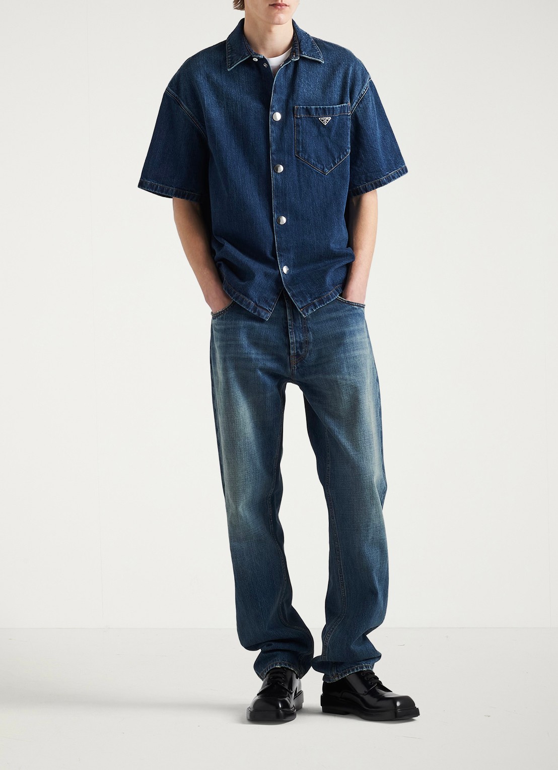 Prada Boxy fit overhemd van denim - voorkant 2 indigo