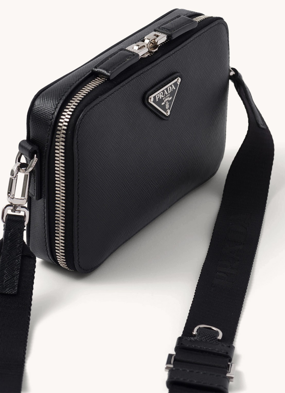Prada Brique crossbodytas van leer - detail 3 zwart