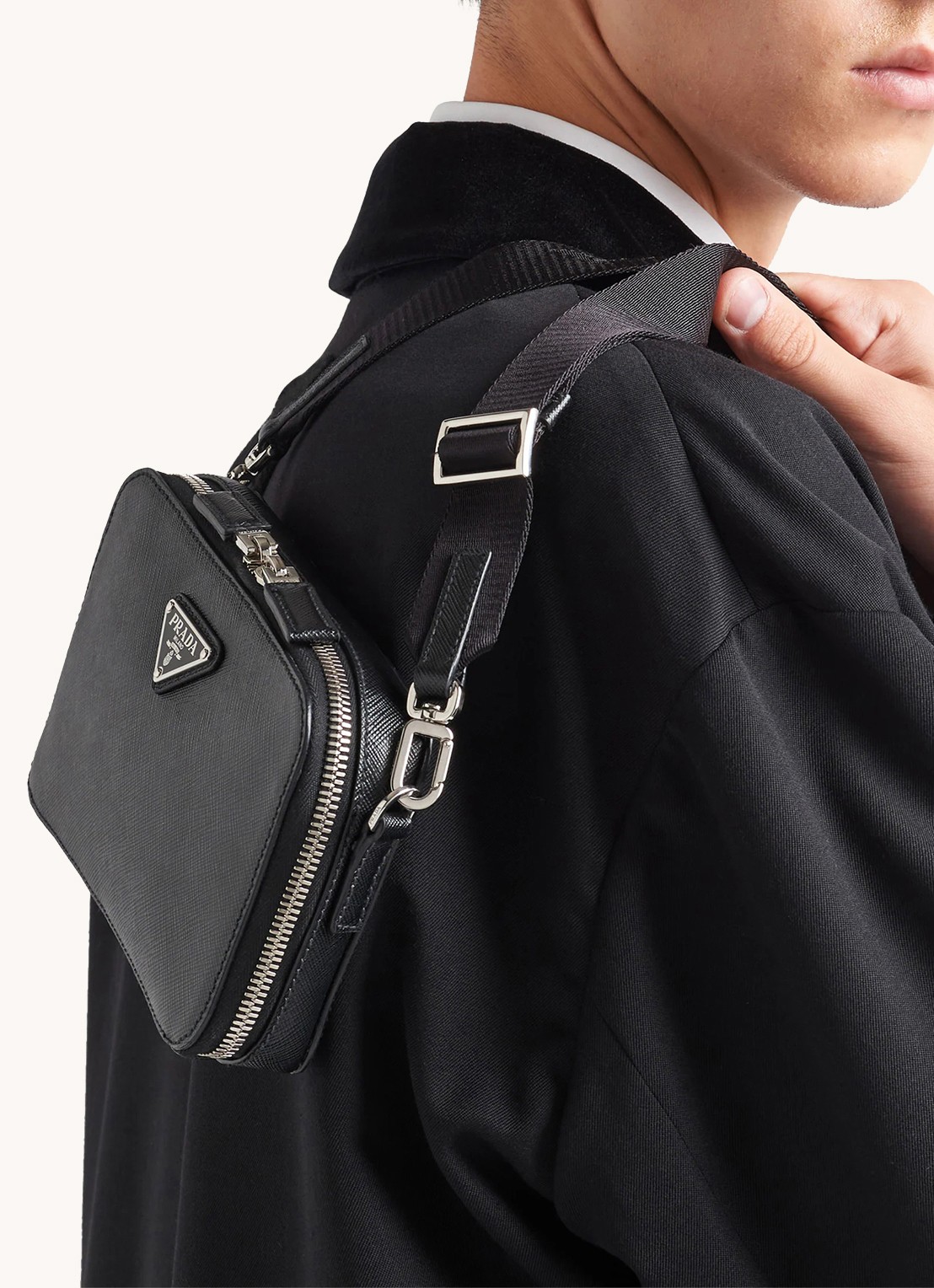 Prada Brique crossbodytas van leer - detail 4 zwart