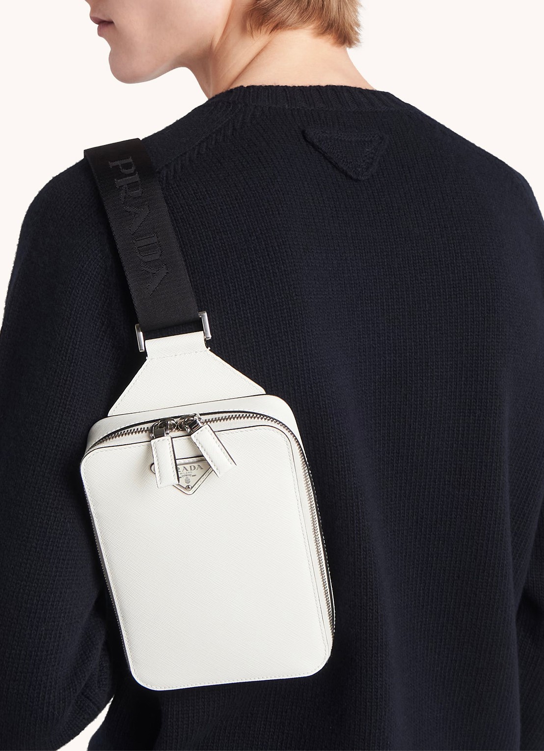 Prada Brique schoudertas van kalfsleer - detail 5 wit