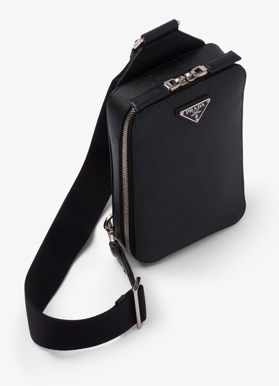 Prada Brique schoudertas van kalfsleer - voorkant 2 zwart