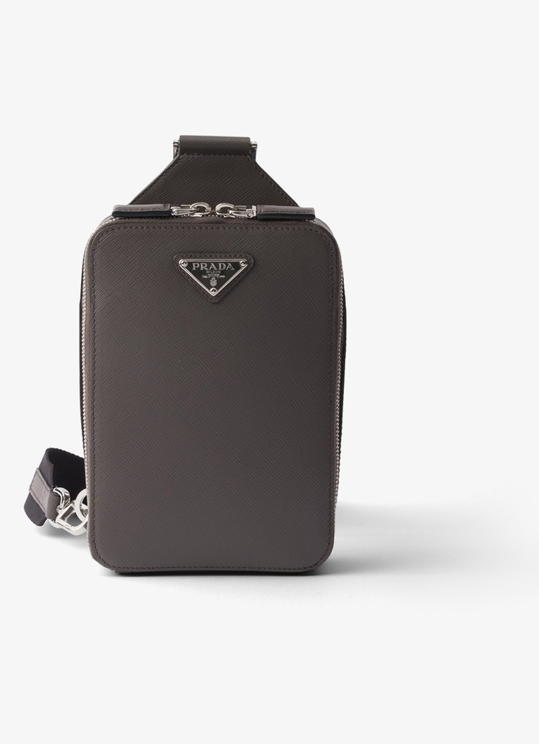 Prada Brique schoudertas van kalfsleer - voorkant grijs
