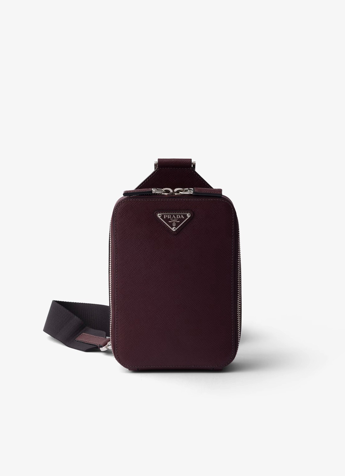 Prada Brique schoudertas van kalfsleer - voorkant bordeauxrood