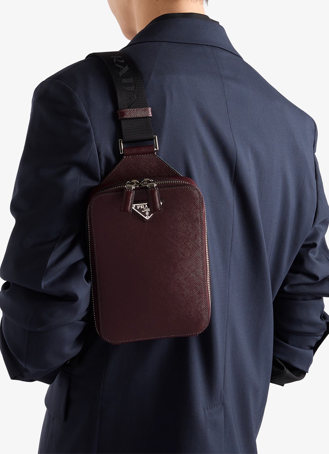 Prada Brique schoudertas van kalfsleer - voorkant 7 bordeauxrood