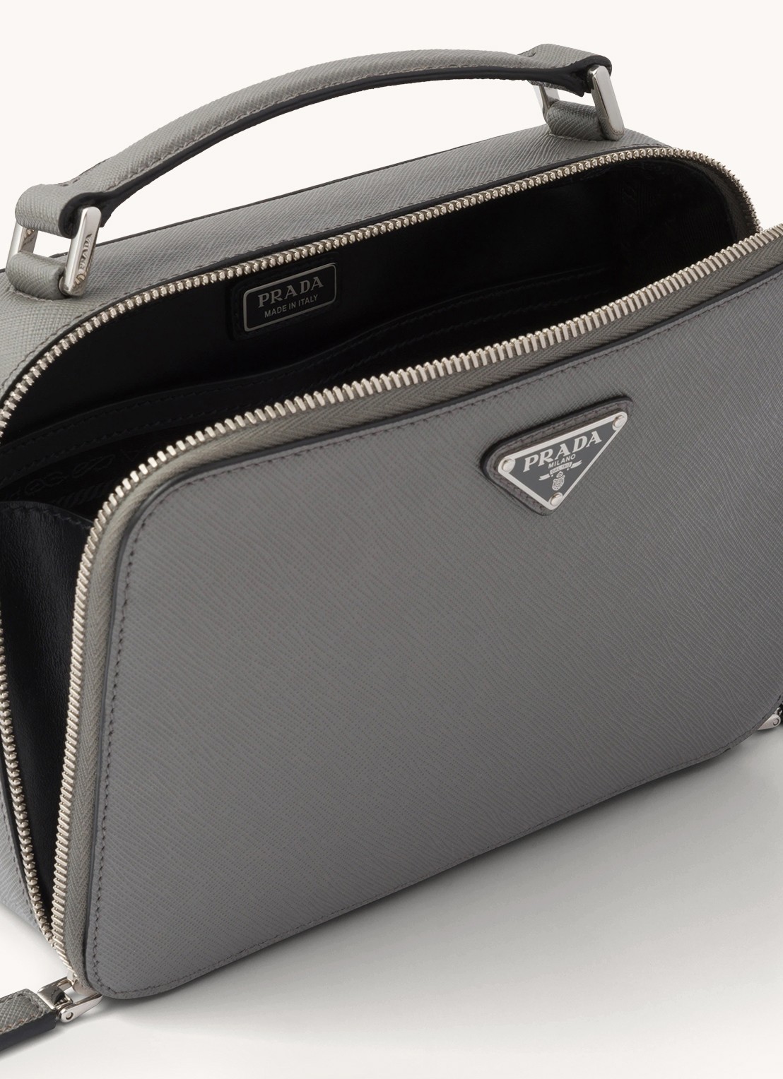 Prada Brique schoudertas van leer - detail 2 grijs