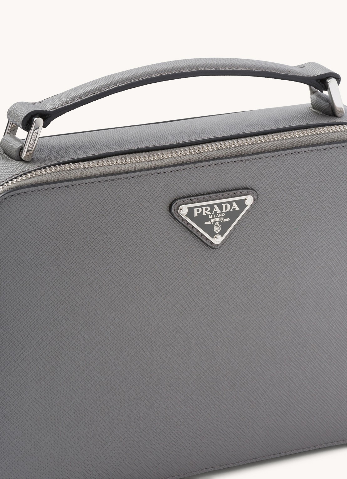 Prada Brique schoudertas van leer - detail 3 grijs