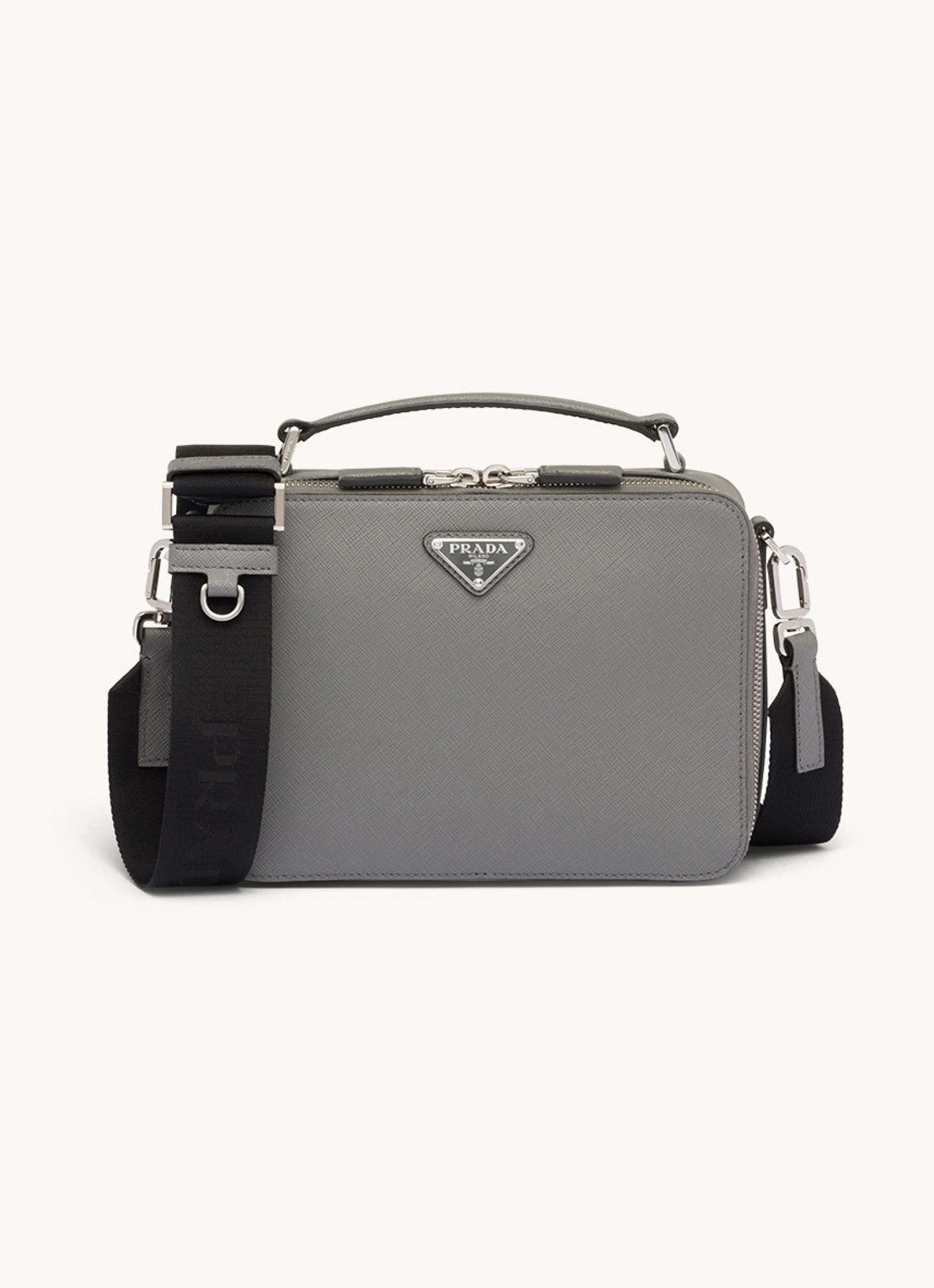 Prada Brique schoudertas van leer - voorkant 6 grijs
