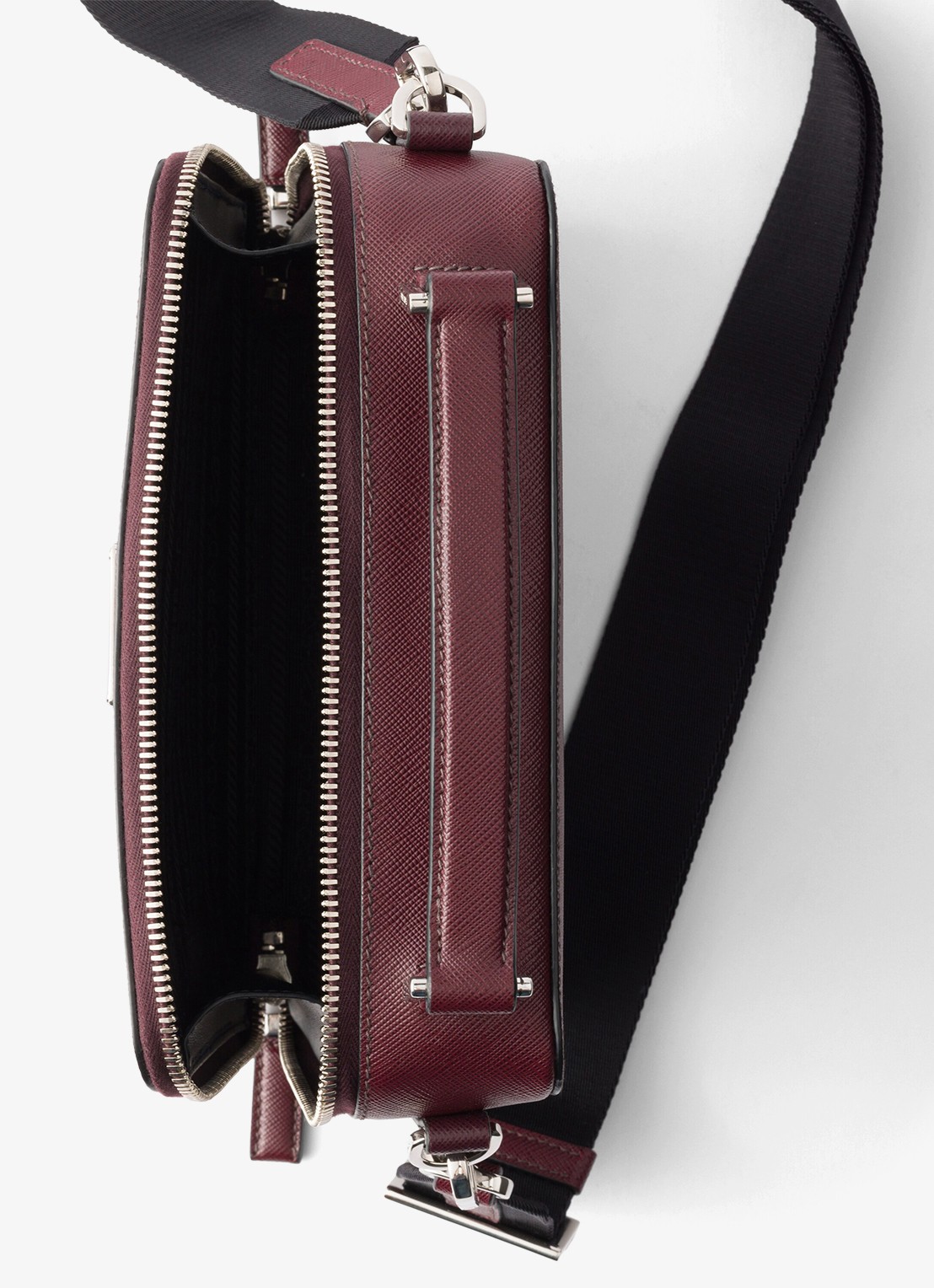Prada Brique schoudertas van leer - detail 4 bordeauxrood