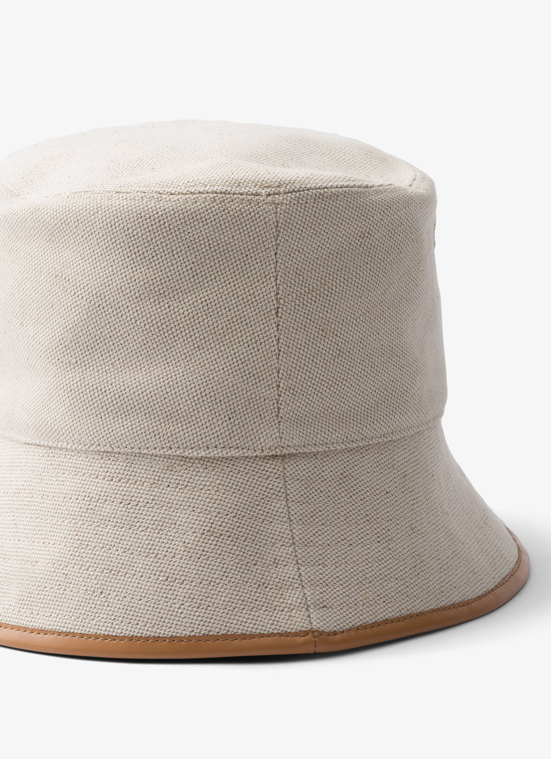 Prada Bucket hoed met logo en leren details - detail 4 gebroken wit