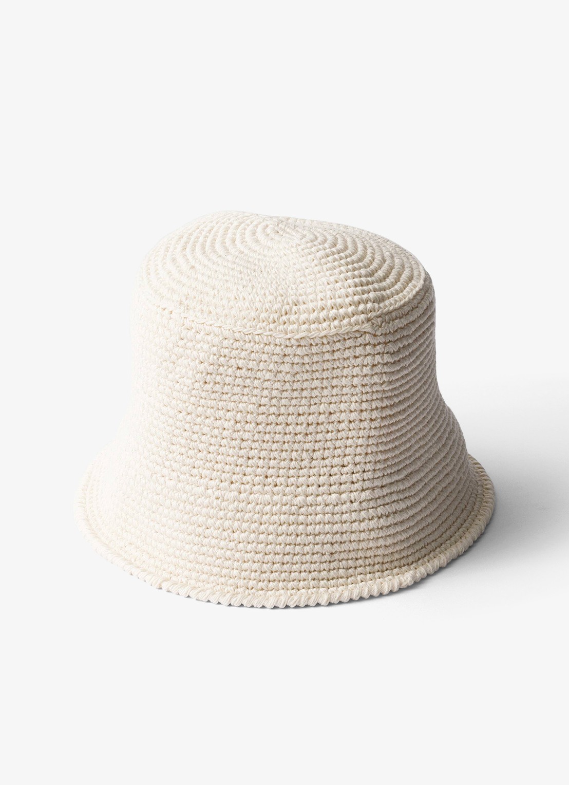 Prada Bucket hoed van crochet met logo - detail 2 gebroken wit