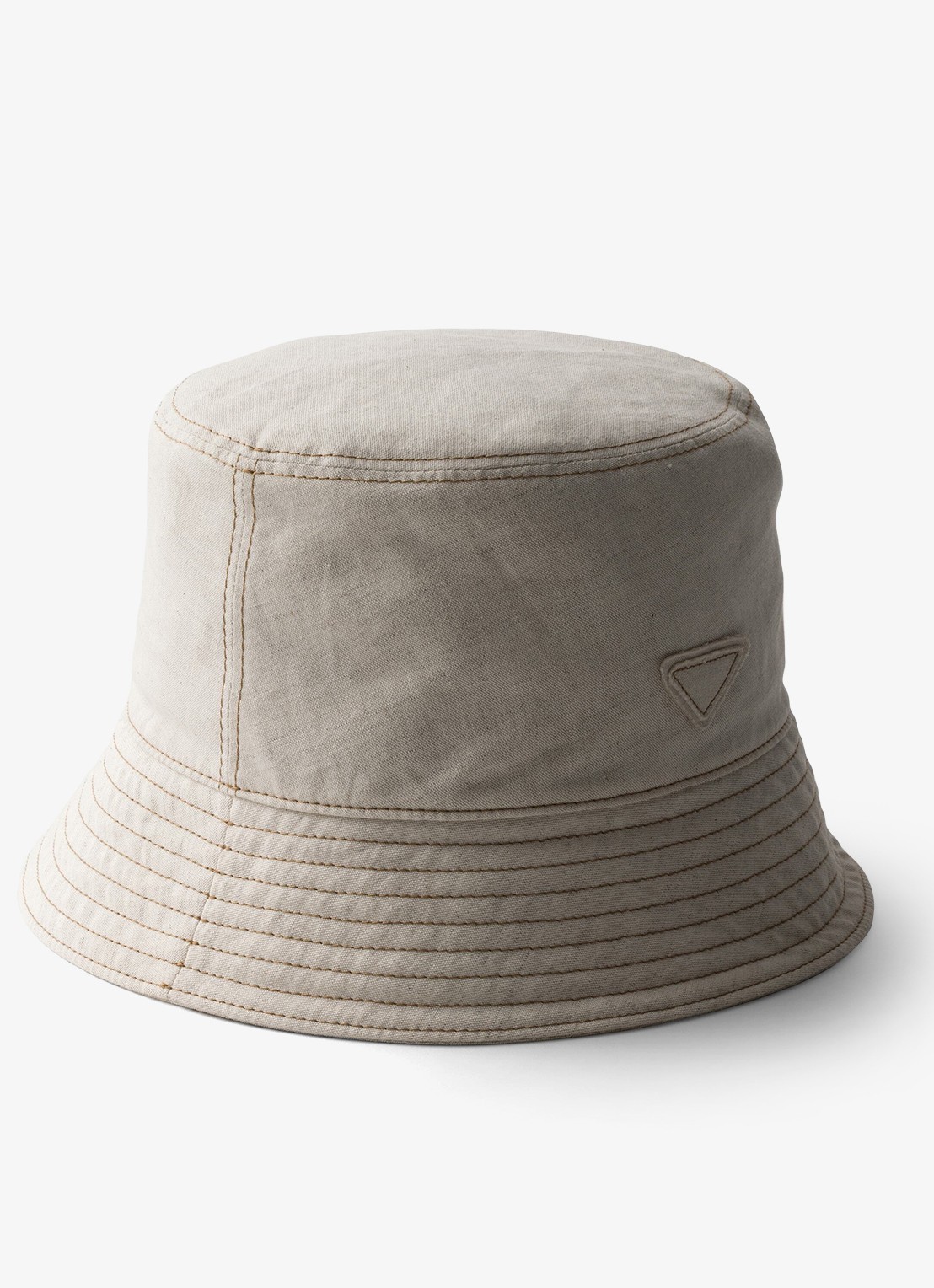 Prada Bucket hoed van denim - voorkant 2 gebroken wit