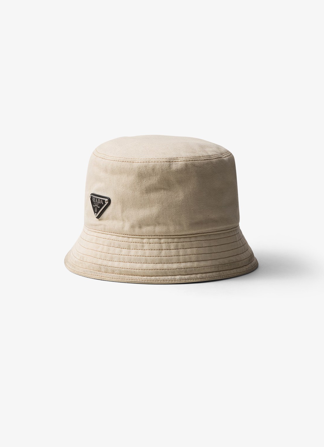 Prada Bucket hoed van denim - voorkant beige