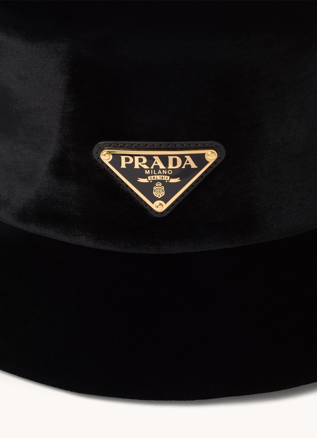 Prada Bucket hoed van fluweel met logo - detail 3 zwart