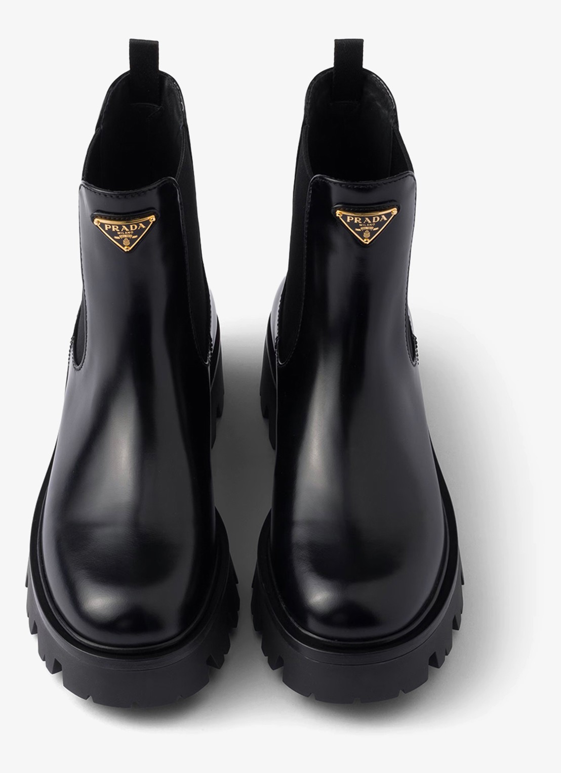 Prada Chelsea boot van leer - detail zwart