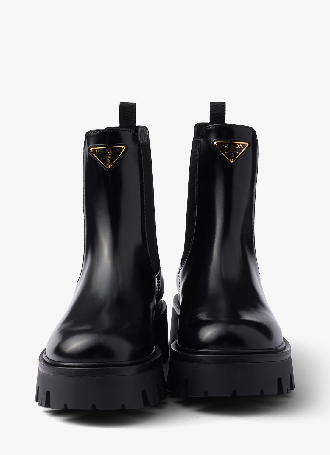 Prada Chelsea boot van leer - detail 2 zwart