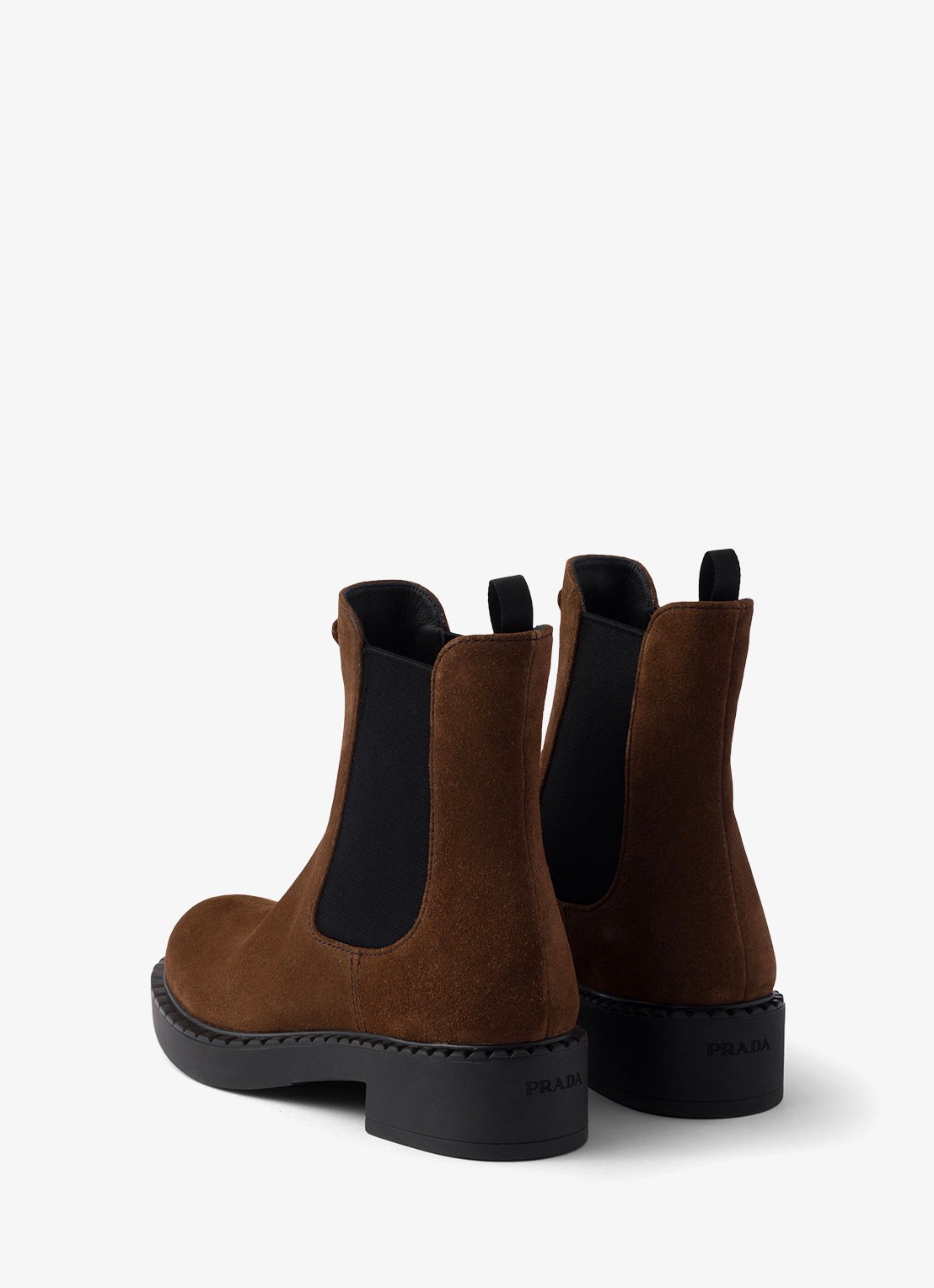 Prada Chelsea boot van suède - achterkant 3 donkerbruin