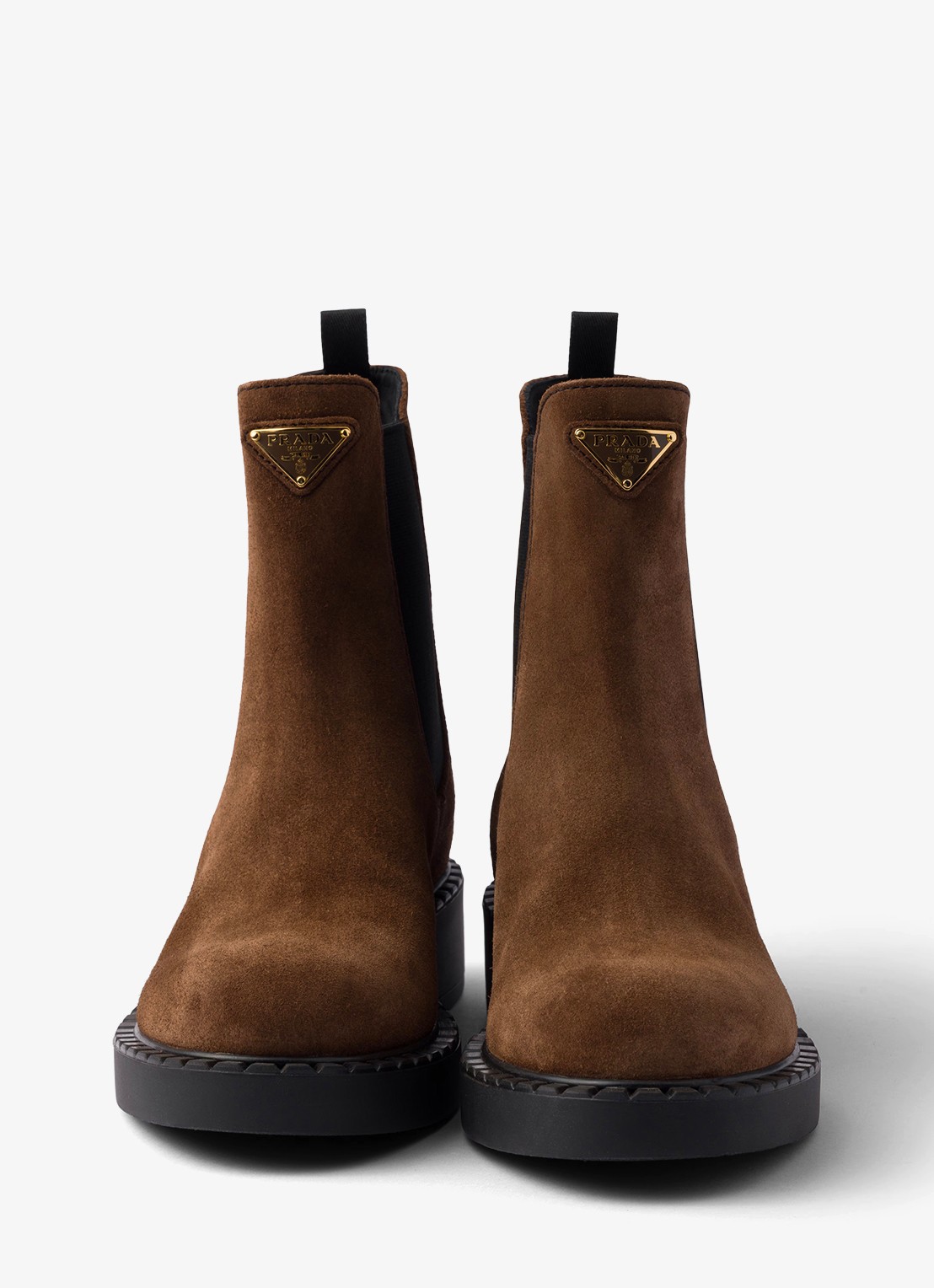 Prada Chelsea boot van suède - detail 2 donkerbruin