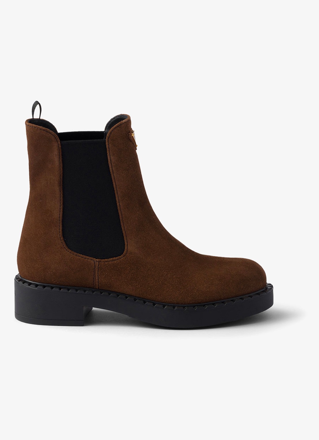 Prada Chelsea boot van suède - voorkant 4 donkerbruin