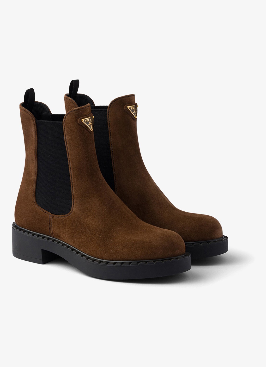 Prada Chelsea boot van suède - voorkant 5 donkerbruin