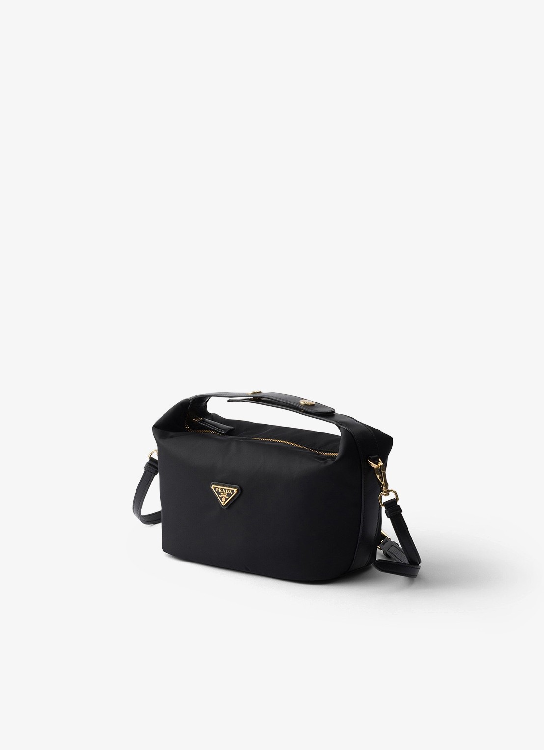 Prada Chérie Re-Nylon Mini handtas met leren details - detail zwart