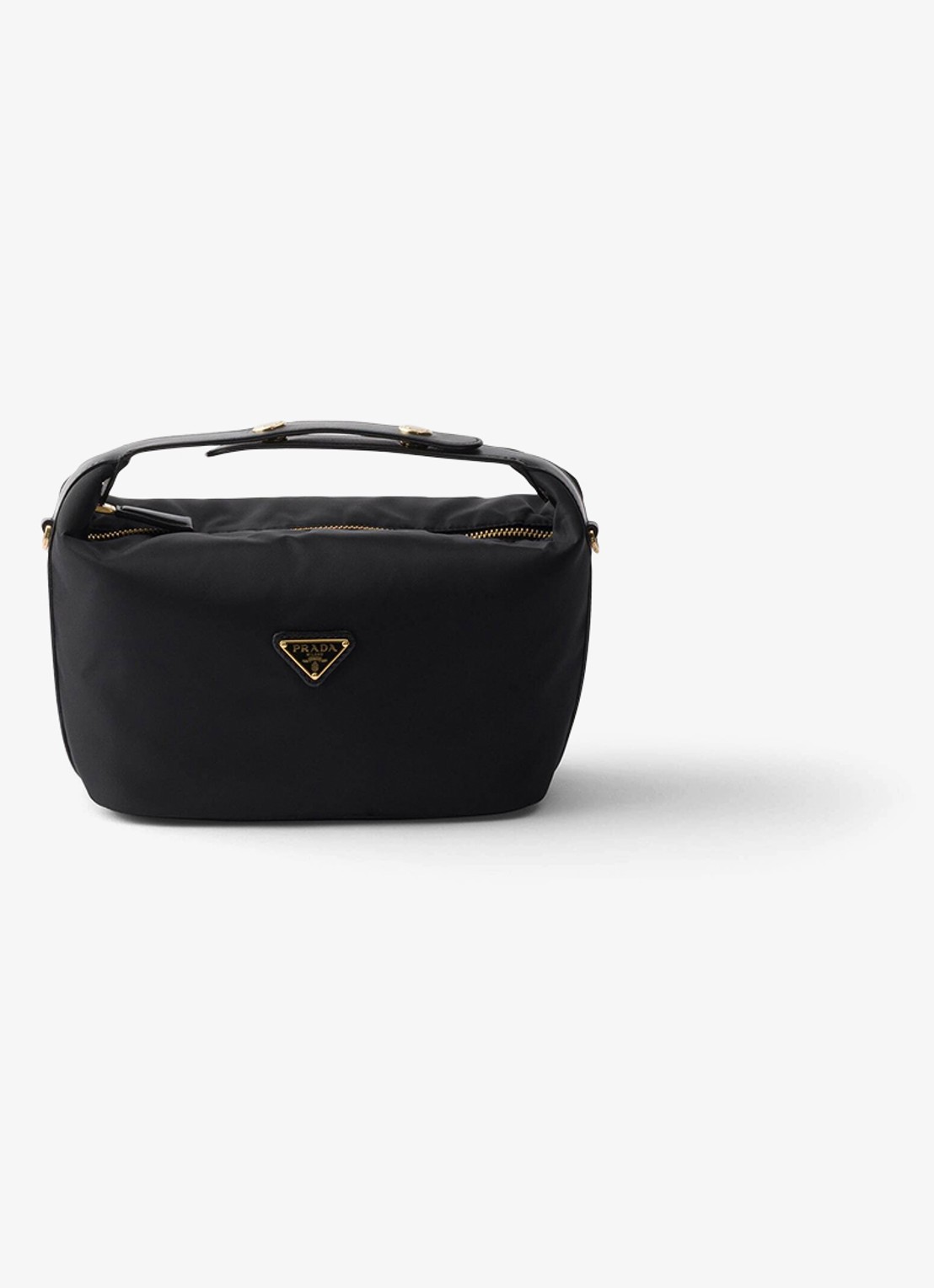 Prada Chérie Re-Nylon Mini handtas met leren details - voorkant 6 zwart