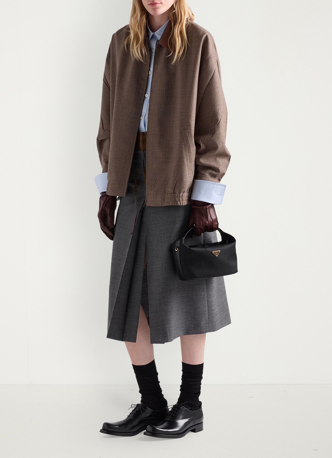 Prada Chérie Re-Nylon Mini handtas met leren details - voorkant 2 black
