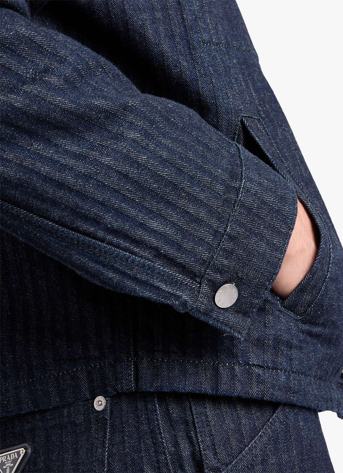 Prada Chevron regular fit overshirt met borstzak - detail 6 indigo