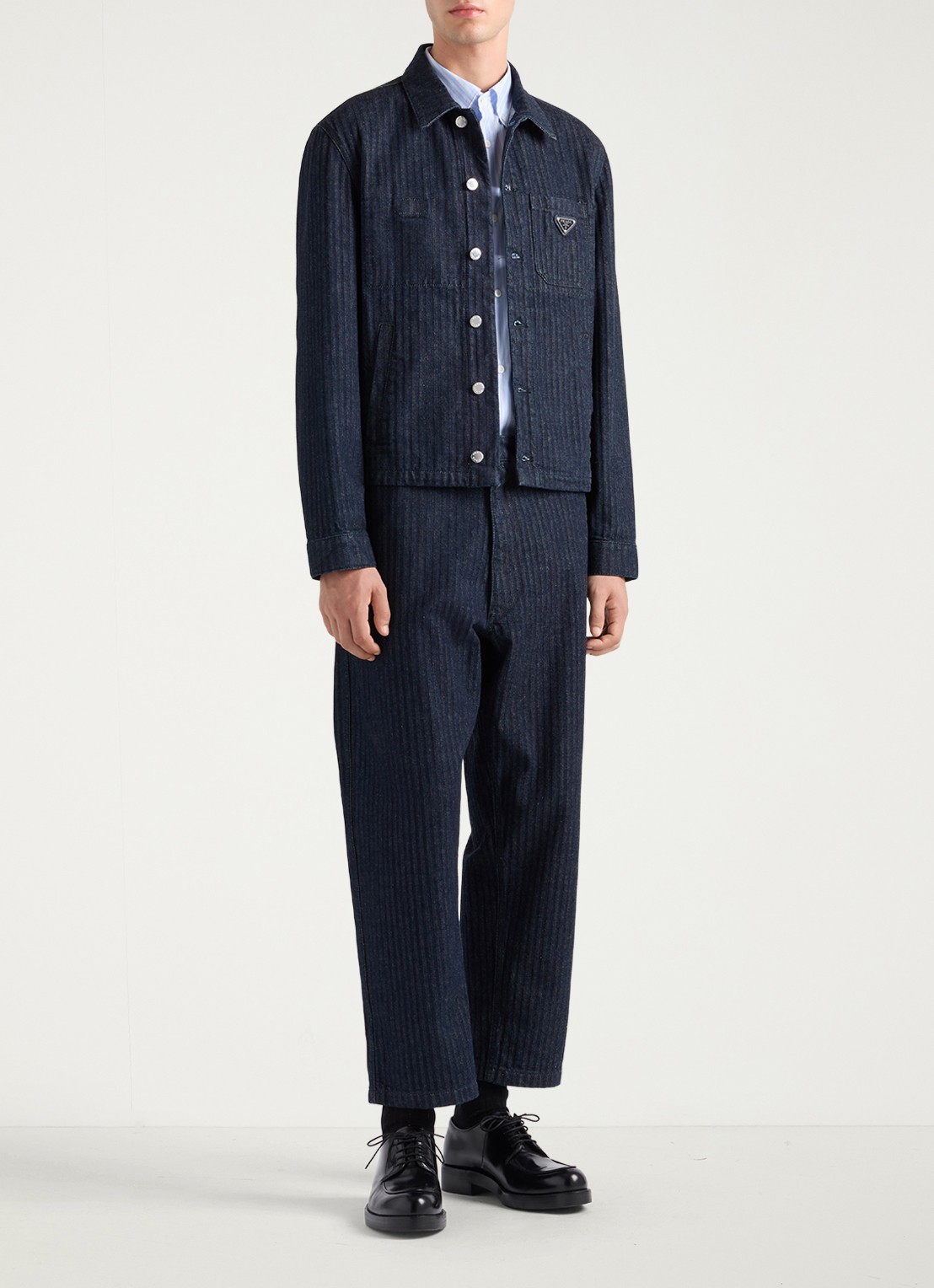Prada Chevron regular fit overshirt met borstzak - voorkant 3 indigo