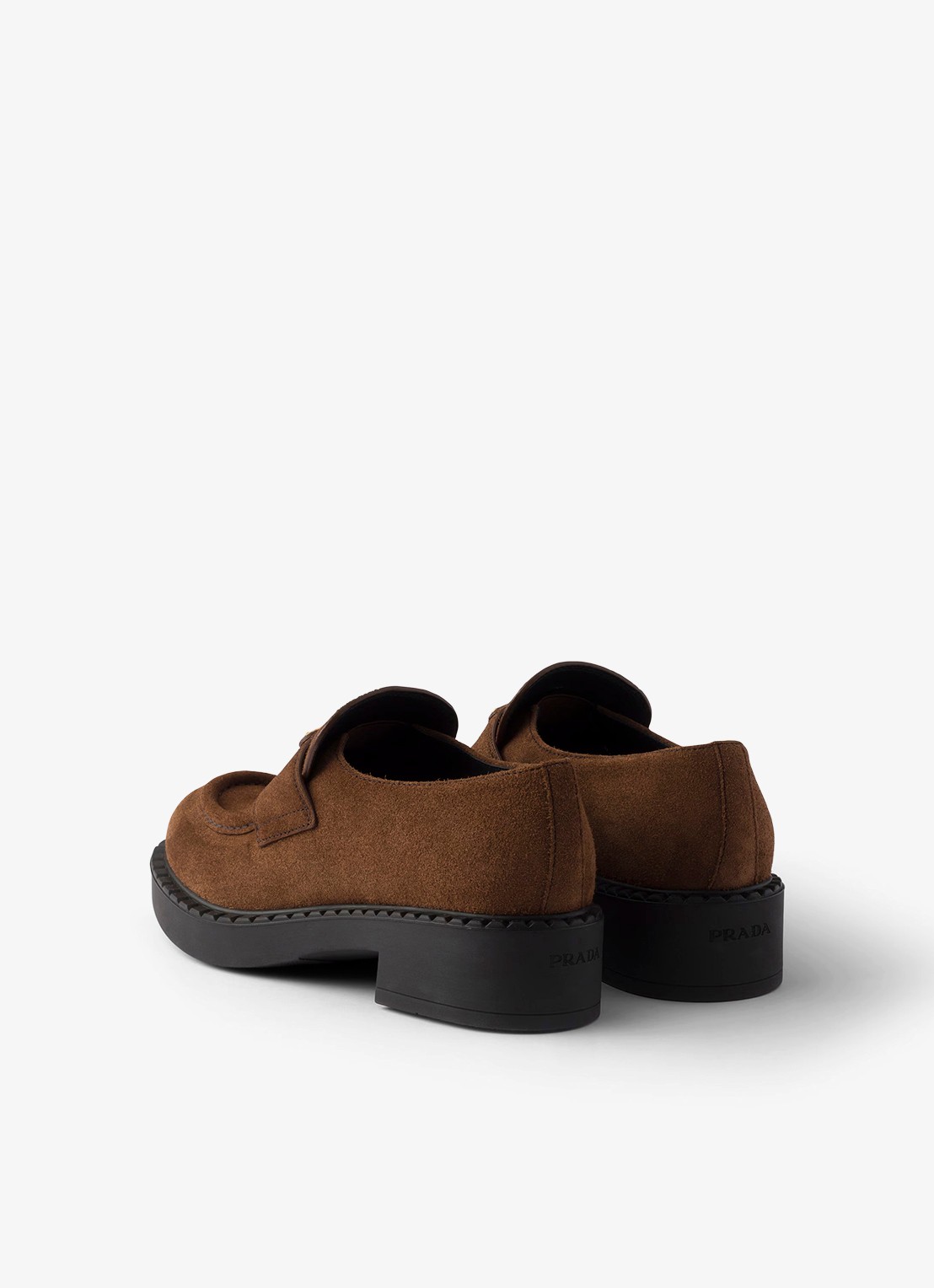 Prada Chocolate loafer van kalfssuède - achterkant 7 bruin