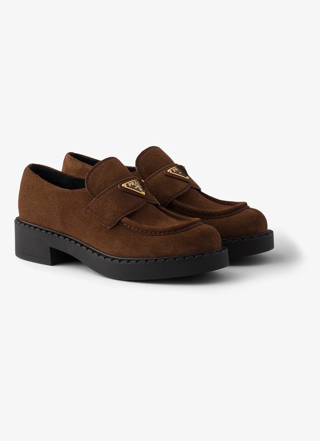 Prada Chocolate loafer van kalfssuède - detail 3 bruin