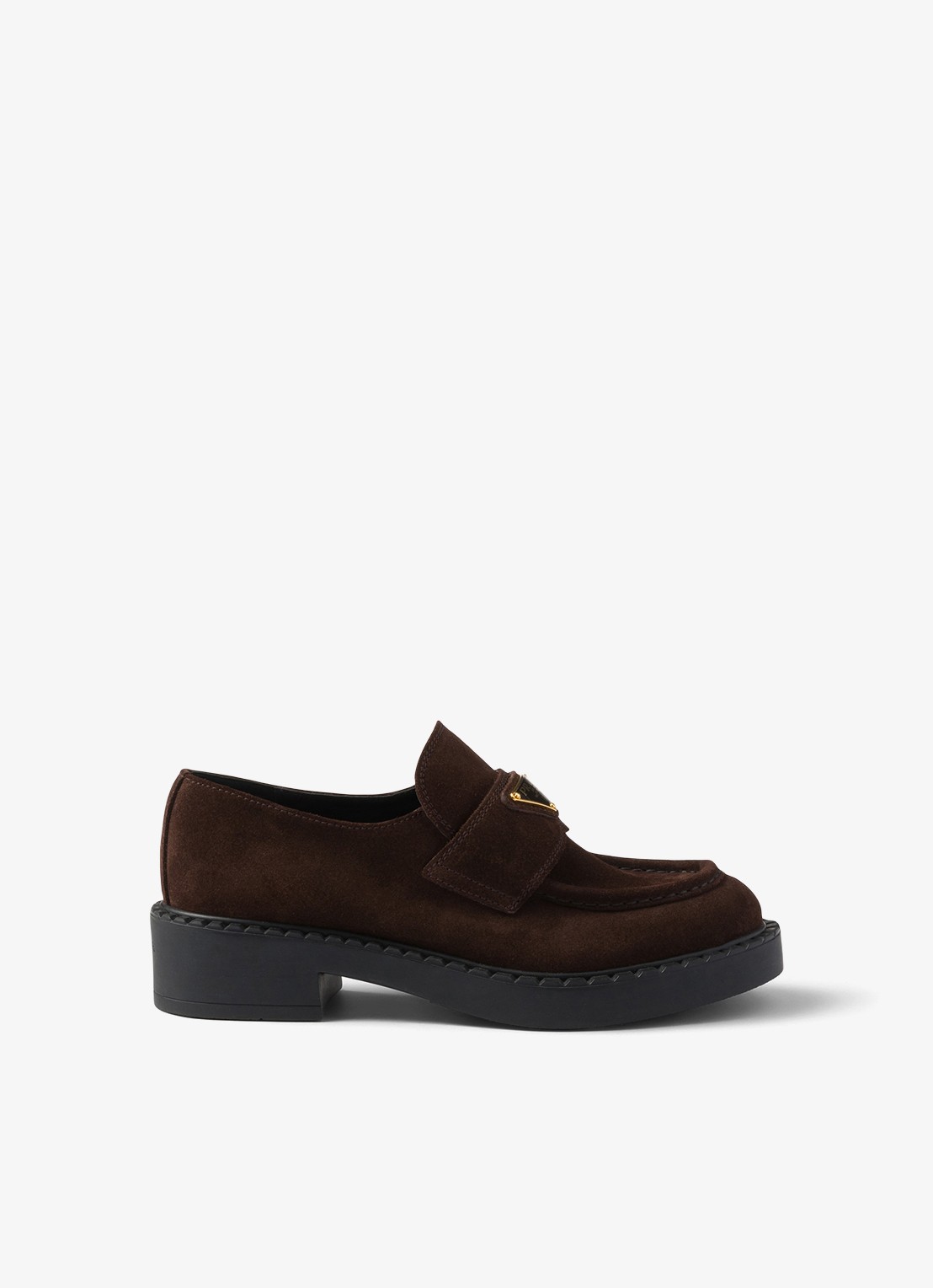 Prada Chocolate loafer van kalfssuède - voorkant 6 donkerbruin
