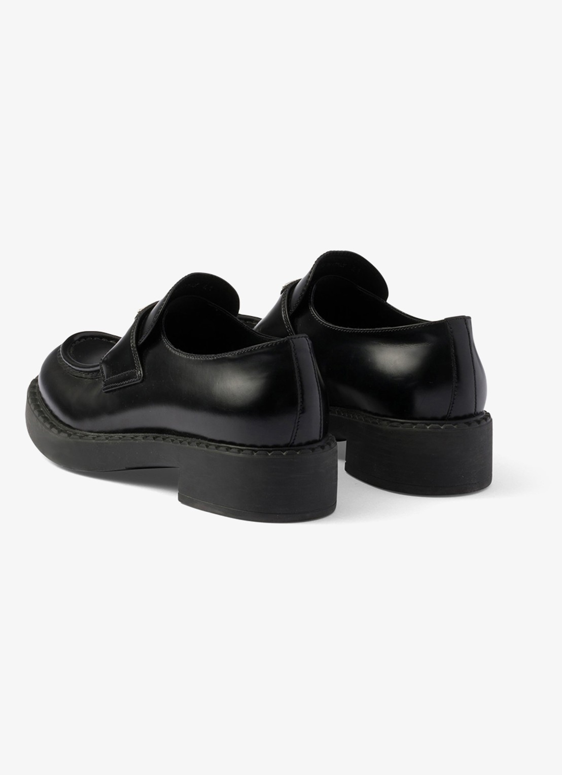 Prada Chocolate loafer van leer met logo  - achterkant zwart