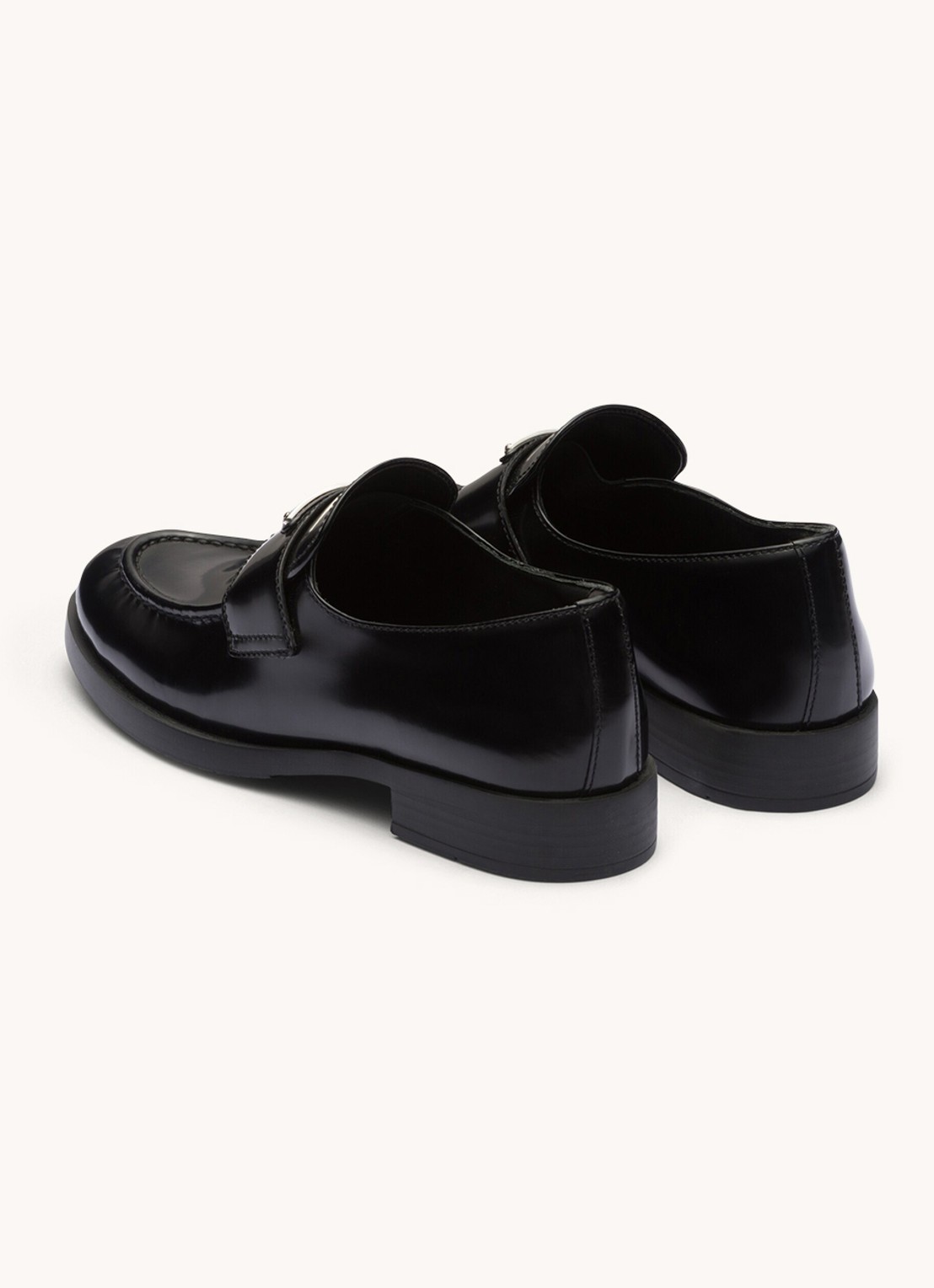 Prada Chocolate loafer van leer met logo  - detail 4 zwart