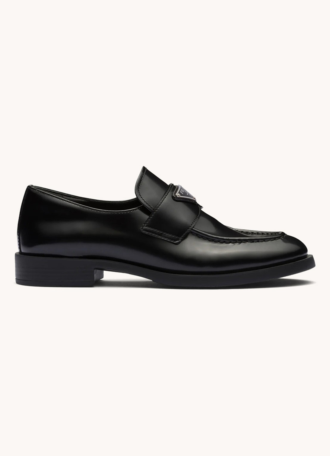 Prada Chocolate loafer van leer met logo  - voorkant 2 zwart