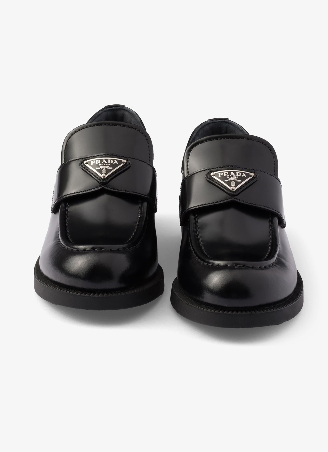 Prada Chocolate loafer van leer met logo  - detail 8 zwart
