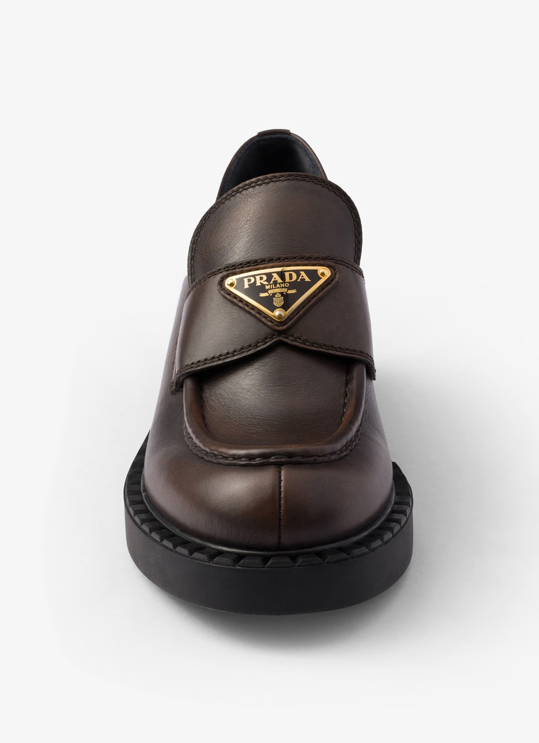 Prada Chocolate loafer van leer - detail 3 donkerbruin