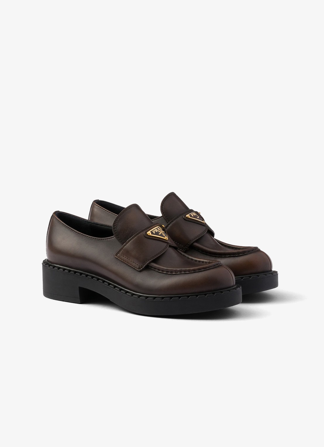 Prada Chocolate loafer van leer - voorkant 5 donkerbruin